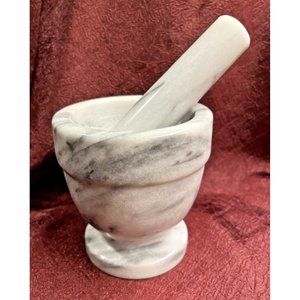 OLLIERV Large Gray And White Marble Mortar and Pestle Unbranded